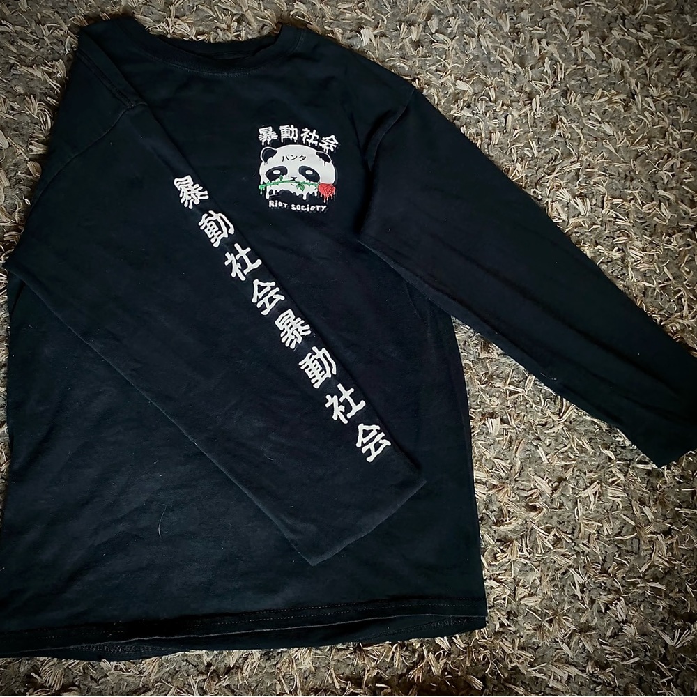 RIOT SOCIETY, lightly used Japanese panda Art, with rose. drippy drip